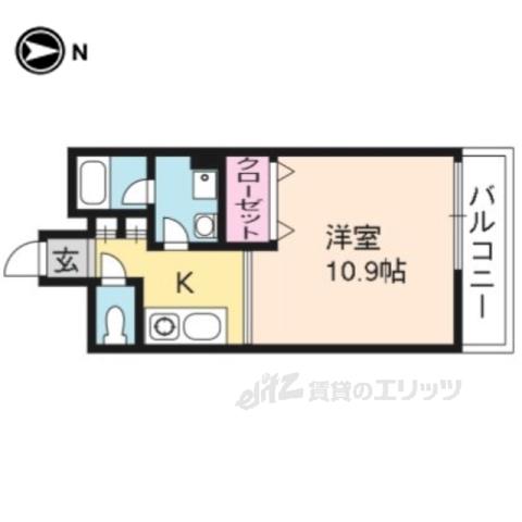 宝源ビル(1K/9階)の間取り写真