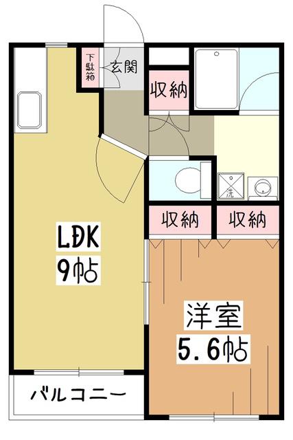 パークヒルズ向原(1LDK/1階)の間取り写真