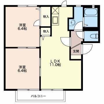 フローラルパークコート(2LDK/1階)の間取り写真