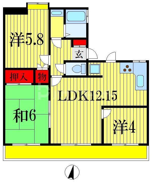 インシュランスビルディングIX(3LDK/7階)の間取り写真