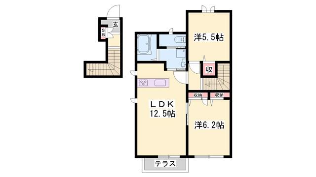シャーメゾン西明石I(2LDK/2階)の間取り写真