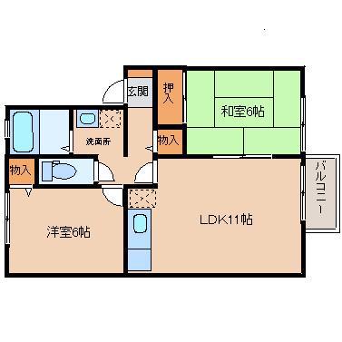 パールハイツ(2LDK/1階)の間取り写真