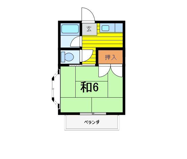 リトルハイツII(1K/2階)の間取り写真