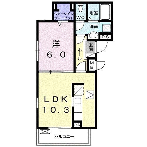 シャルマン(1LDK/1階)の間取り写真