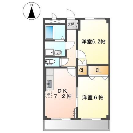 サンコートK(2DK/3階)の間取り写真
