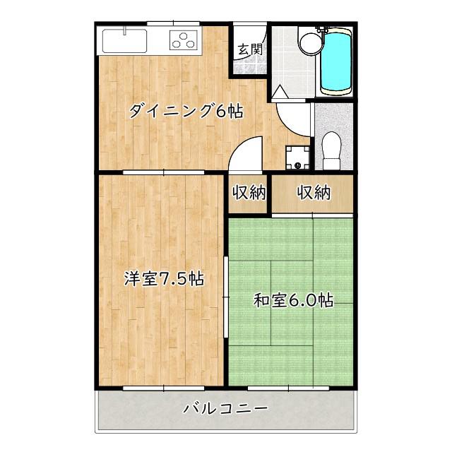 メゾンドールゆき(2DK/1階)の間取り写真