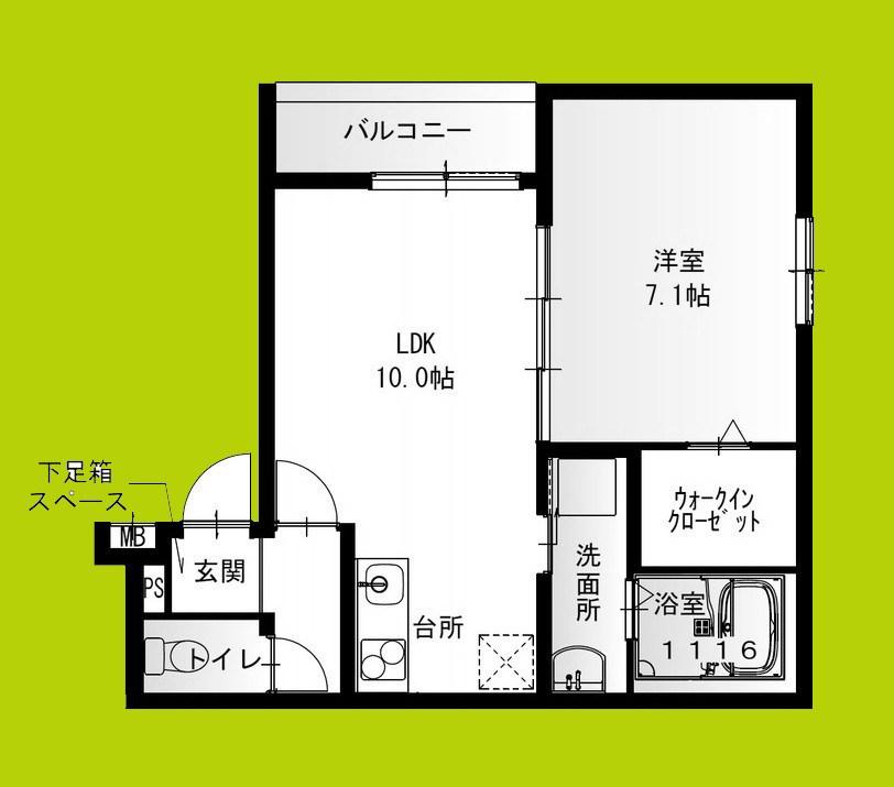フジパレス忍ケ丘III番館(1LDK/3階)の間取り写真