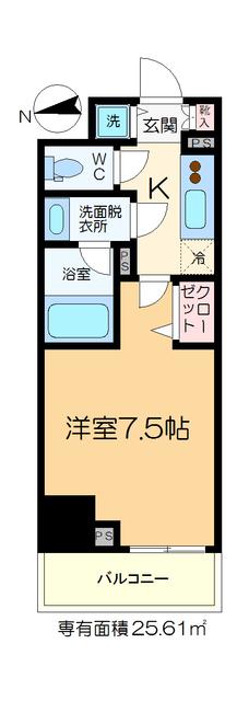ユリカロゼ金町(1K/10階)の間取り写真