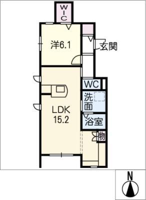 ロワール恵方(1LDK/1階)の間取り写真