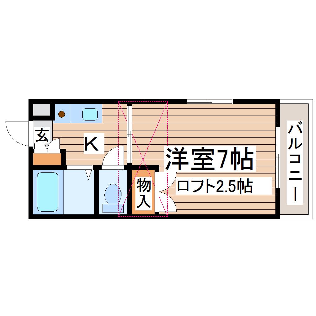 グランディオオヤマ(1K/2階)の間取り写真
