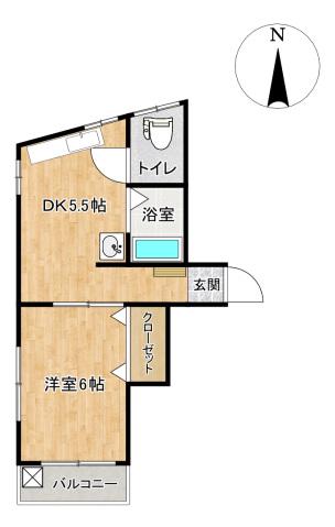 ABCハイツ(1DK/2階)の間取り写真