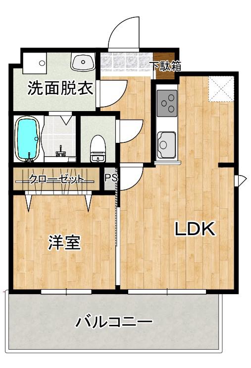 ラ・クラセーヴァ東本町(1LDK/3階)の間取り写真