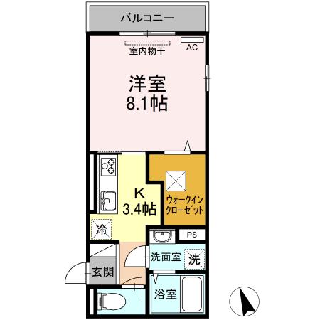 ロワジール(1K/1階)の間取り写真