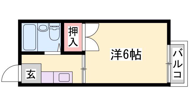 若宮ハイツ(1K/1階)の間取り写真
