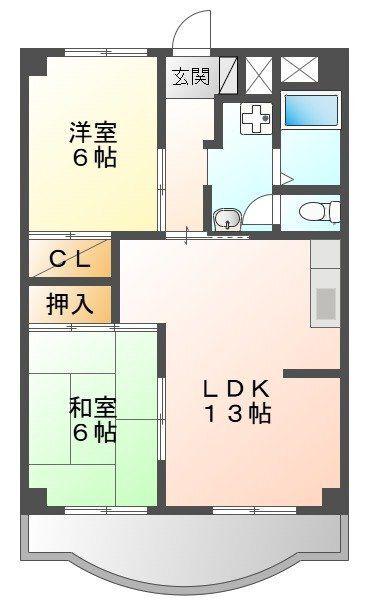 オリエンタルハイツ(2LDK/4階)の間取り写真