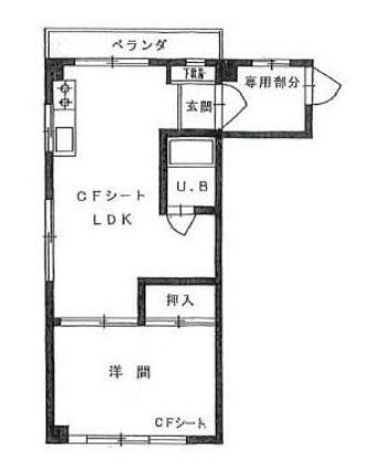 フタバビル(1LDK/2階)の間取り写真
