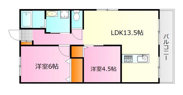 ボイス大河(2LDK/1階)の間取り写真