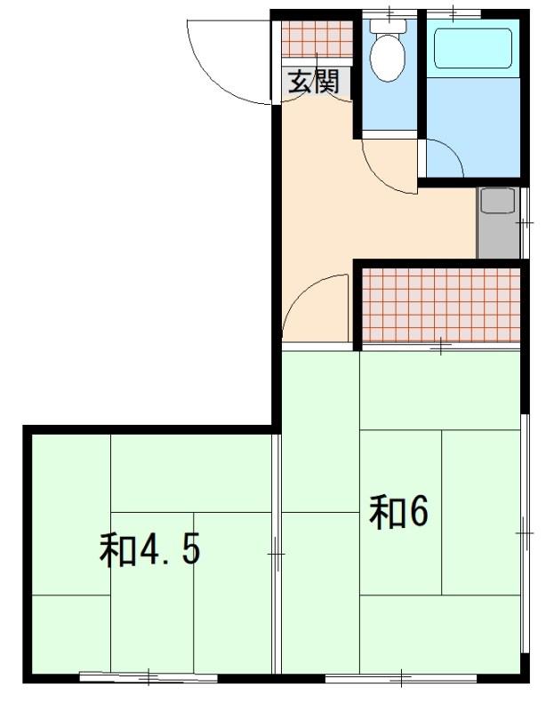 武山マンション(2K/2階)の間取り写真