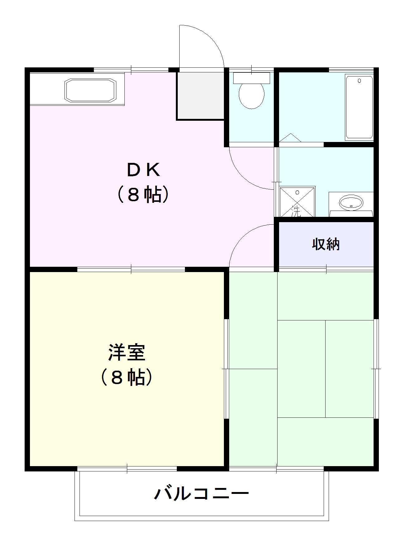 ペニーレイン下妻A棟(2DK/1階)の間取り写真