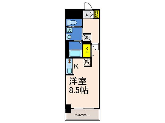 WILLDO浜崎通(ワンルーム/6階)の間取り写真