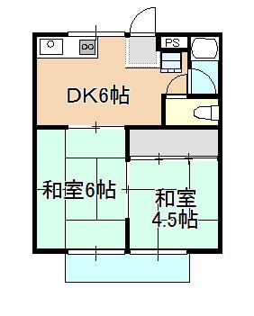 コーポ藤井(2DK/1階)の間取り写真