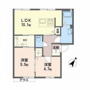 ラ・フロール浜寺(2LDK/1階)の間取り写真