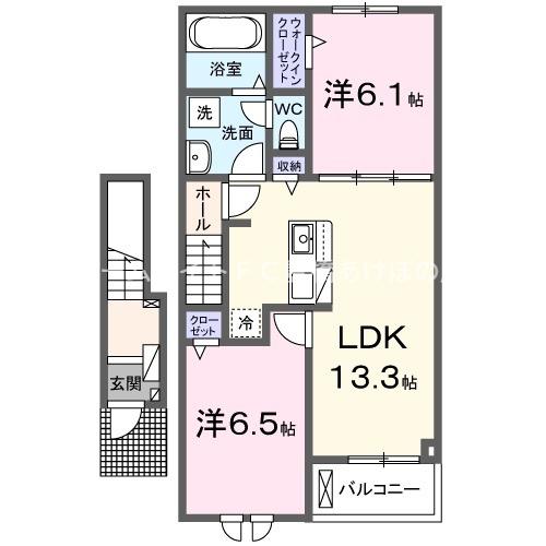 フリーデンハイム潮崎 II(2LDK/2階)の間取り写真