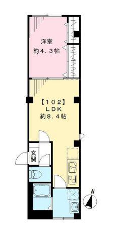 グランビューオシアゲ(1LDK/1階)の間取り写真