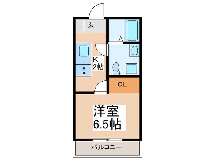 クレストコート東林間(1K/2階)の間取り写真