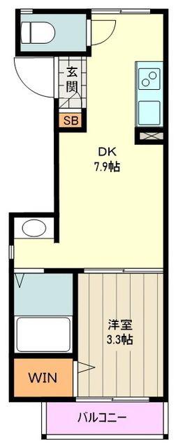 WHITIA(1DK/2階)の間取り写真