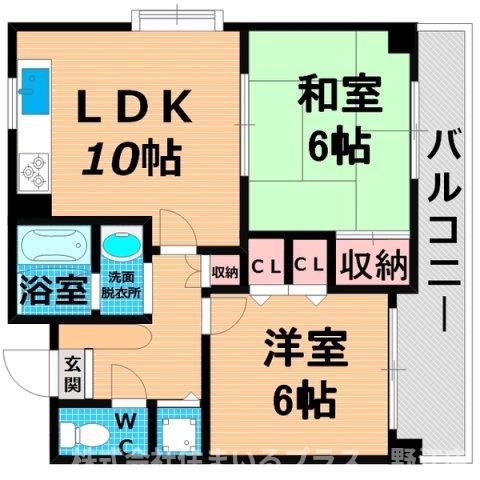 サンシード城東(2LDK/2階)の間取り写真