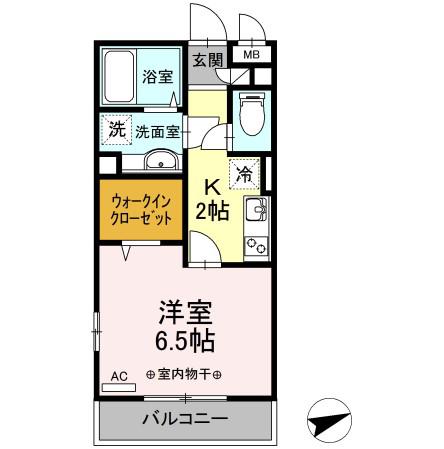 プランドール(1K/3階)の間取り写真