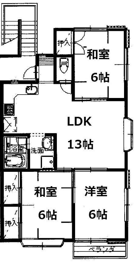 マルホンハイツ(3LDK/2階)の間取り写真