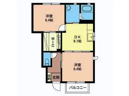 レーベンドルフA(2DK/1階)の間取り写真