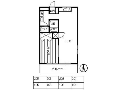 メゾンブルーム(1LDK/1階)の間取り写真