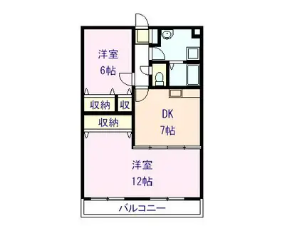 グランヴィーア ウエスト(1LDK/2階)の間取り写真