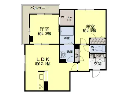 シャーメゾン四季彩(2LDK/3階)の間取り写真