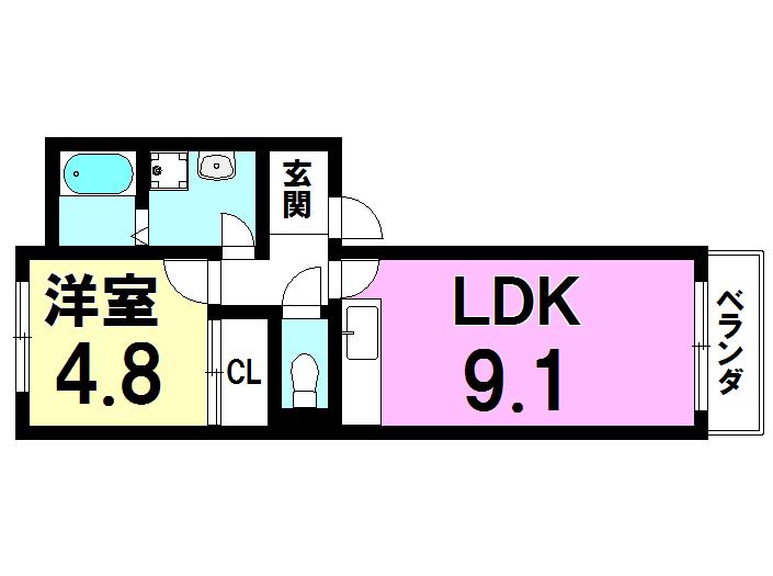 ファミール滝呂(1LDK/2階)の間取り写真