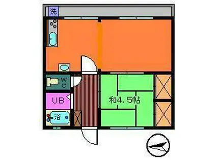 中村アパート(1LDK/4階)の間取り写真
