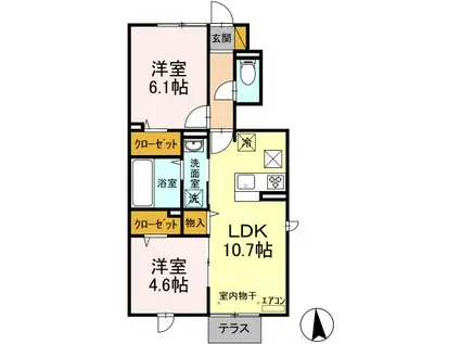 東武野田線 運河駅 2階建 築4年 イーストヴィラII(2LDK/1階)の間取り写真
