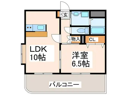 フェリーチェ水前寺(1LDK/2階)の間取り写真