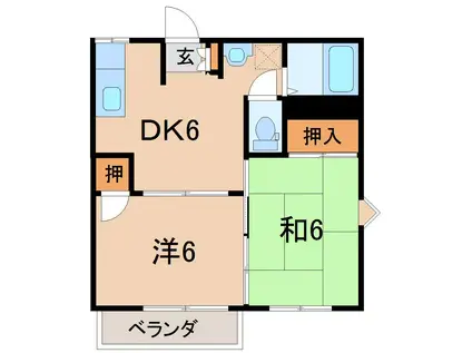 メゾンローズB(2DK/2階)の間取り写真