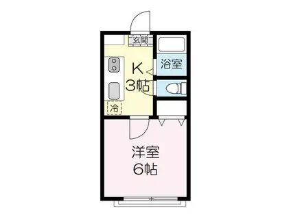 石野アパートII(1K/1階)の間取り写真