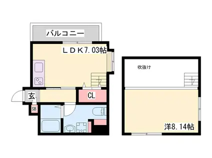 オープンセサミ元町通(1LDK/8階)の間取り写真