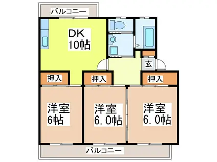 エルワンマンション(3DK/2階)の間取り写真