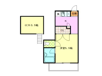 ロイヤルハイツ(ワンルーム/2階)の間取り写真