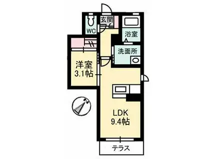 シャーメゾン政枝(1LDK/1階)の間取り写真