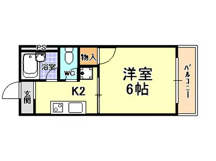 駿 親王塚ハイツ(1K/2階)の間取り写真