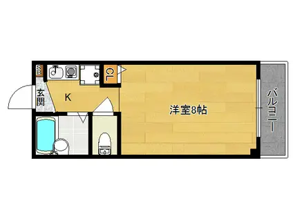 阪急京都線 西院駅(阪急) 徒歩1分 9階建 築27年(1K/3階)の間取り写真