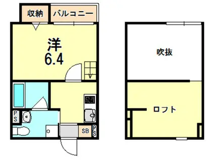 ユースビレッジ 神戸長田(1K/2階)の間取り写真